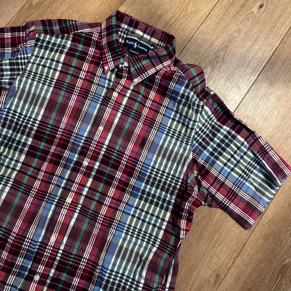 Polo Ralph Lauren Mens XL Classic Fit Plaid‎ S/S Button Down Shirt Cotton